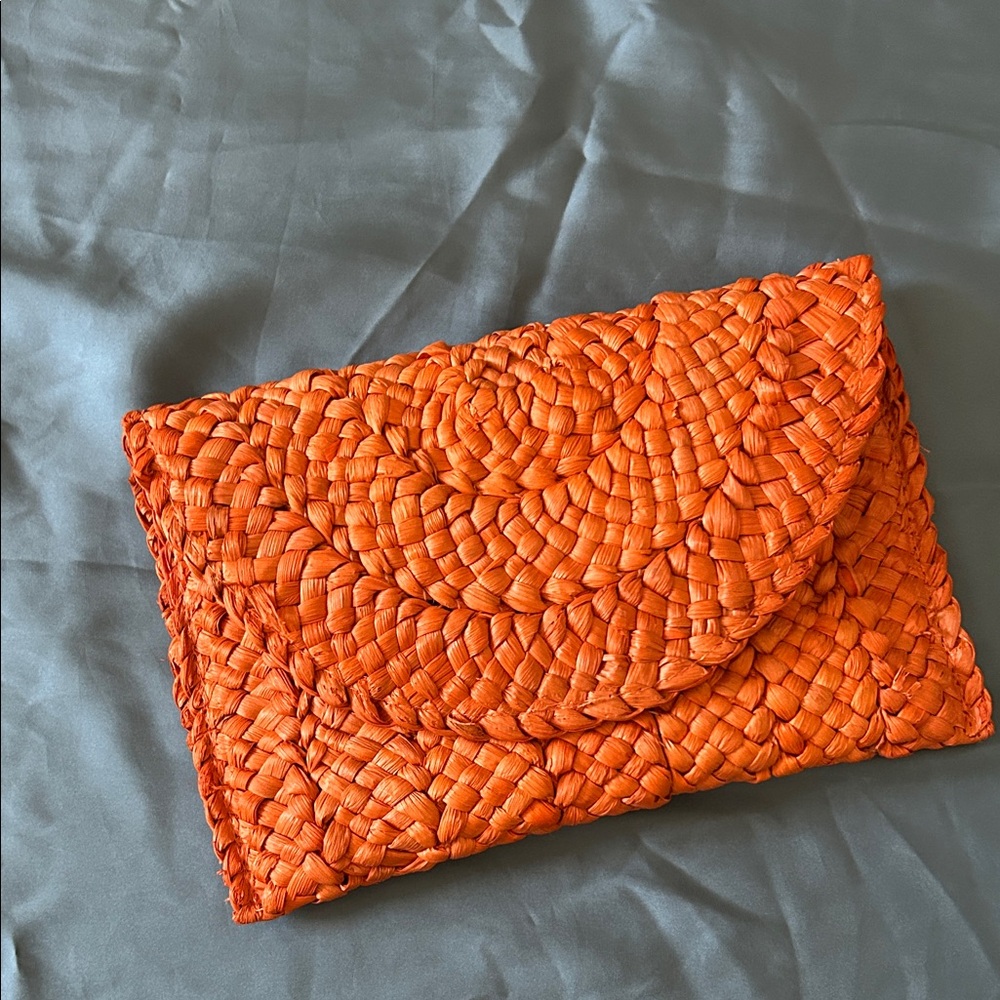 Chic Orange Woven Clutch